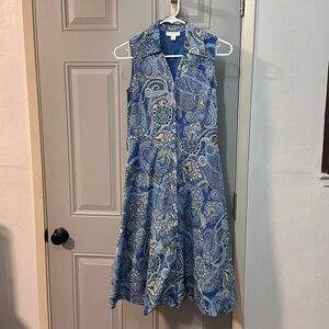 Charter Club Blue Paisley Midi Dress